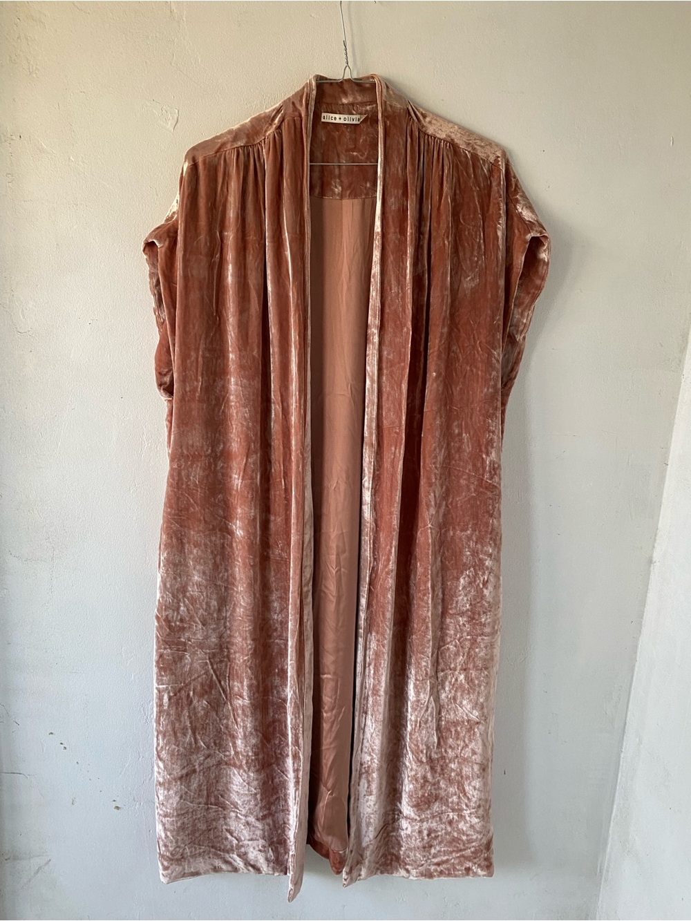 Alice + Olivia Blush Velvet Long Cape